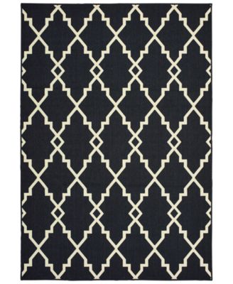 Oriental Weavers - Marina 7763K Black/Ivory 7'10" x 10'10" Indoor/Outdoor Area Rug