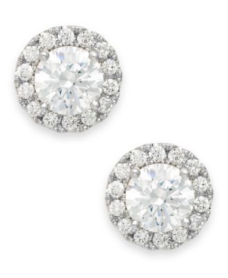 Macy's - Diamond Round Halo Stud Earrings in 14k White Gold (1/3-1 ct. t.w.)