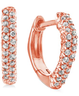 Macy's - Diamond Square Hoop Earrings (1/6 ct. t.w.) in 10k Rose Gold