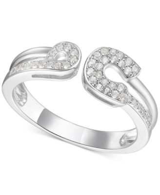 Macy's - Diamond Horseshoe Cuff Ring (1/5 ct. t.w.) in Sterling Silver