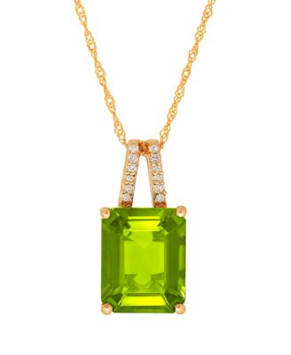 Macy's - Peridot (3-3/4 ct. t.w.) & Diamond Accent 18" Pendant Necklace in 14k Gold (Also in Mystic Topaz)