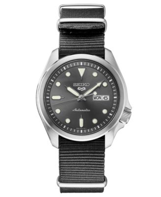 Seiko - Men's Automatic 5 Sports Gray Nylon Strap Watch 40mm