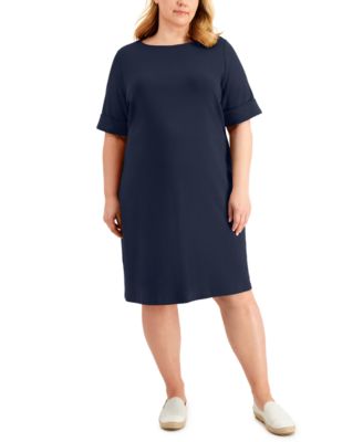 Karen Scott - Plus Size Solid Boat-Neck Dress