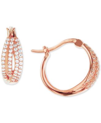 Macy's - Cubic Zirconia Crossover Hoop Earrings in Sterling Silver