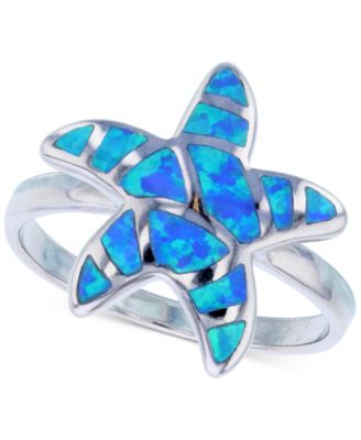 Macy's - Lab-Created Blue Opal Starfish Ring in Sterling Silver
