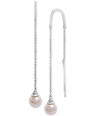 Macy's - Cultured Freshwater Pearl (8mm) Threader Earrings in Sterling Silver
