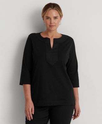 Lauren Ralph Lauren - Plus Size Split-Neck Tunic