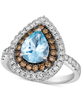 Le Vian - Sea Blue Aquamarine (1 ct. t.w.) & Diamond (7/8 ct. t.w.) Teardrop Halo Ring in 14k White Gold