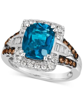 Le Vian - Deep Sea Blue Topaz (2-1/2 ct. t.w.) & Diamond (5/8 ct. t.w.) Halo Ring in 14k White Gold