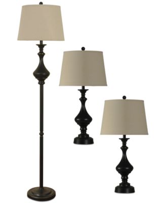 StyleCraft - Set of 3 Madison Bronze Finish Lamps: 1 Floor Lamp & 2 Table Lamps