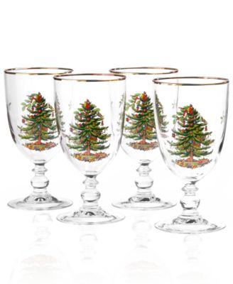 Spode - "Christmas Tree" Pedestal Goblets, Set of 4