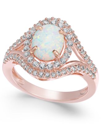Macy's - Lab-Created Opal (1 ct. t.w.) and White Sapphire (3/4 ct. t.w.) in 14k Rose Gold-Plated Sterling Silver