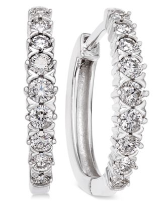 Macy's - Diamond Hoop Earrings (1/2 ct. t.w.) in 14k White Gold