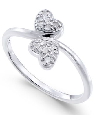 Macy's - Diamond Double Heart Ring (1/10 ct. t.w) in Sterling Silver