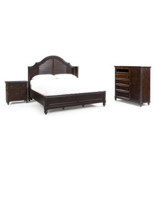 Furniture - Paula Deen Bedroom , Steel Magnolia Tobacco Finish King 3 Piece Set (Bed, Chest and Nightstand)