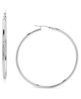 Macy's - Polished Large Hoop Earrings in 14k White Gold