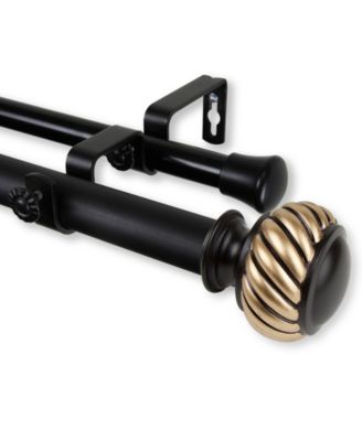 Rod Desyne - Baldir Double Curtain Rod 1" OD 66-120 inch - Black