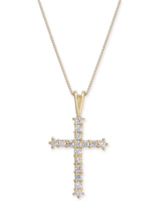Macy's - Diamond Cross 18" Pendant Necklace (1/2 ct. t.w.) in 14k Gold