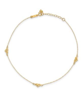 Macy's - Triple Puffed Heart Anklet in 14k Yellow Gold