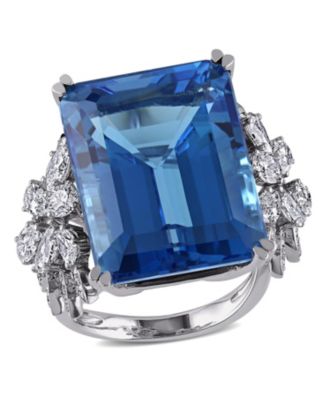 Macy's - Blue Topaz (28 1/4 ct. t.w.) and Diamond (1 3/4 ct. t.w.) Ring in 14k White Gold