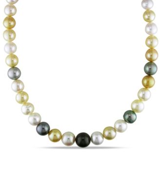 Macy's - Multi-Color South Sea and Tahitian Pearl (10-12.5mm) 18" Strand Necklace 14k Yellow Gold Clasp