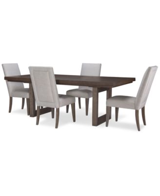 Furniture - Facets Double Pedestal Dining , 5-Pc. Set (Table & 4 Upholstered Side Chairs)