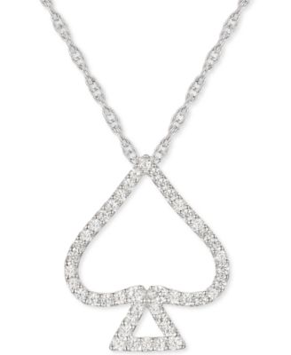 Macy's - Diamond Spade 18" Pendant Necklace (1/4 ct. t.w.) in Sterling Silver