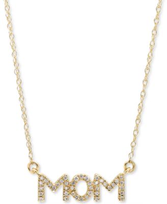 Macy's - Diamond MOM 18" Pendant Necklace (1/10 ct. t.w.) in 10k Gold