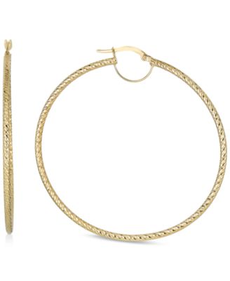 Macy's - Textured Large Hoop Earrings in 10k Gold, 2.35"