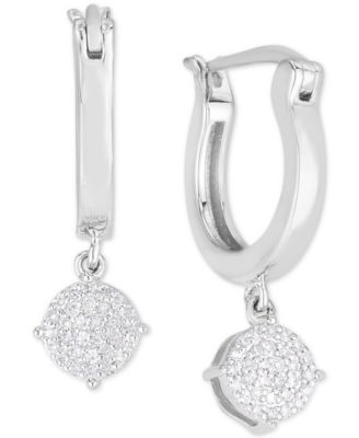 Macy's - Diamond Round Cluster Drop Earrings (1/5 ct. t.w.) in Sterling Silver