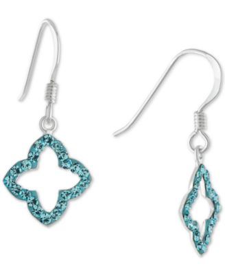 Giani Bernini - Aqua Crystal Quatrefoil Drop Earrings in Sterling Silver