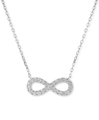 Macy's - Diamond Infinity Pendant Necklace (1/2 ct. tw) in 14K White Gold, 16" + 2" extender