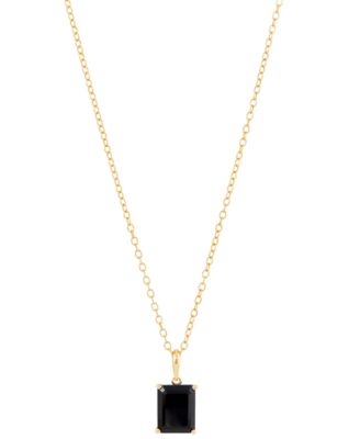 Macy's - Onyx Emerald-Cut 18" Pendant Necklace in 14k Gold