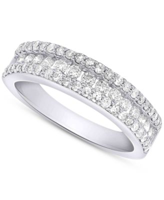 Forever Grown Diamonds - Lab-Created Diamond Three-Row Band (3/4 ct. t.w.) in Sterling Silver