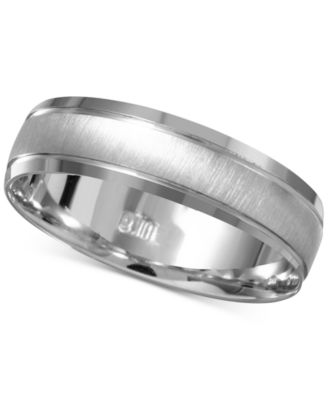 Macy's - Men's Beveled Edge Satin Finish Comfort Fit Wedding Band in 14k White Gold