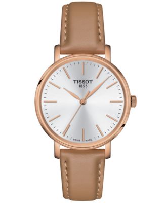 Tissot - Women's Swiss Everytime Beige Leather Strap Watch 34mm
