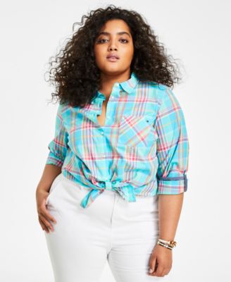 Tommy Hilfiger - Plus Size Cotton Plaid Boyfriend Shirt
