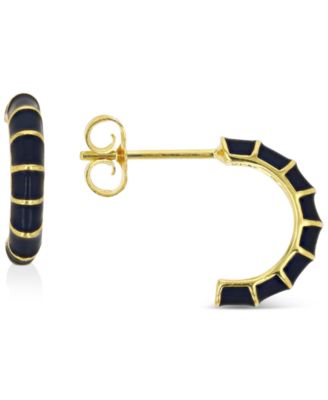 Macy's - Enamel Hoop Earrings in Sterling Silver or 14k Gold over Sterling Silver, 1/2"