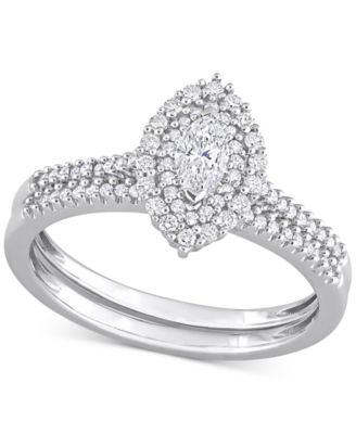 Macy's - Diamond Marquise Double Halo Bridal Set (1/2 ct. t.w.) in 14k White Gold