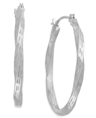 Macy's - Diamond-Cut Hoop Earrings in 10k White Gold