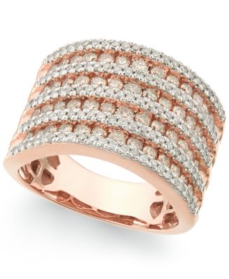Macy's - Diamond Multi-Row Ring (1-1/2 ct. t.w.) in 14k Rose Gold