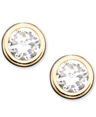 Macy's - Children's 14k Gold Cubic Zirconia Bezel Earring