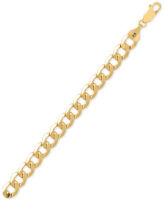 Italian Gold - Men's Beveled Curb Link Chain Bracelet in Italian 10k Gold