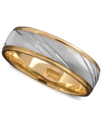 Macy's - Men's 14k Gold and 14k White Gold 6mm Ring, Flash Band (Size 6-13)