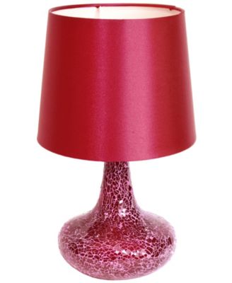 Simple Designs - Mosaic Tiled Glass Genie Table Lamp with Fabric Shade