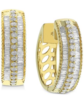 Macy's - Diamond Hoop Earrings (1/2 ct. t.w.) in 14k Gold-Plated Sterling Silver