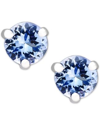 Macy's - 14k White Gold, Round Tanzanite Stud Earrings (8-1/2 ct. t.w.)