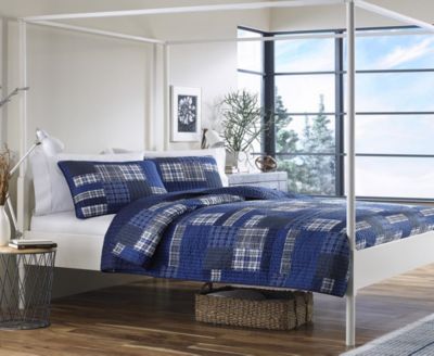 Eddie Bauer - Eastmont Navy Reversible 3-Piece Full/Queen Quilt Set