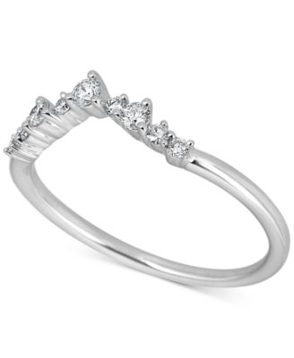 Macy's - Diamond V-Shape Wedding Band (1/5 ct. t.w.) in 14k White Gold
