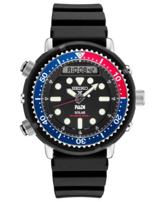 Seiko - Men's Solar Analog-Digital Prospex Divers Black Silicone Strap Watch 47.8mm